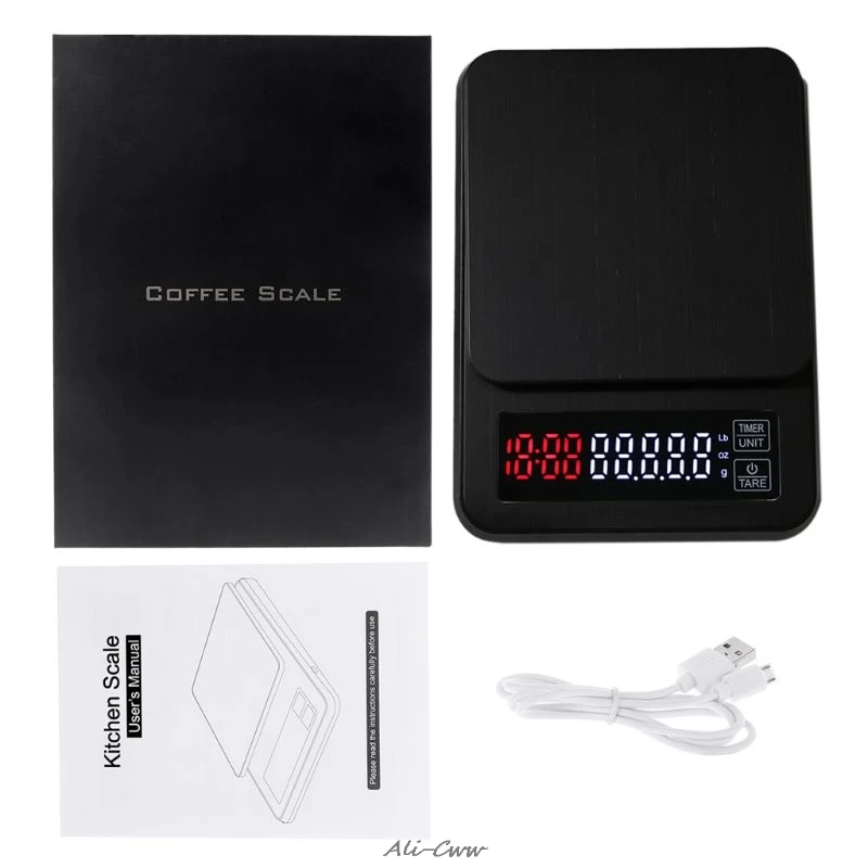 

Household Kitchen Scales 5000g/0.1g Digital Drip Coffee Scale Timer Measuring Tool Weighing Food Scales Electronic scale