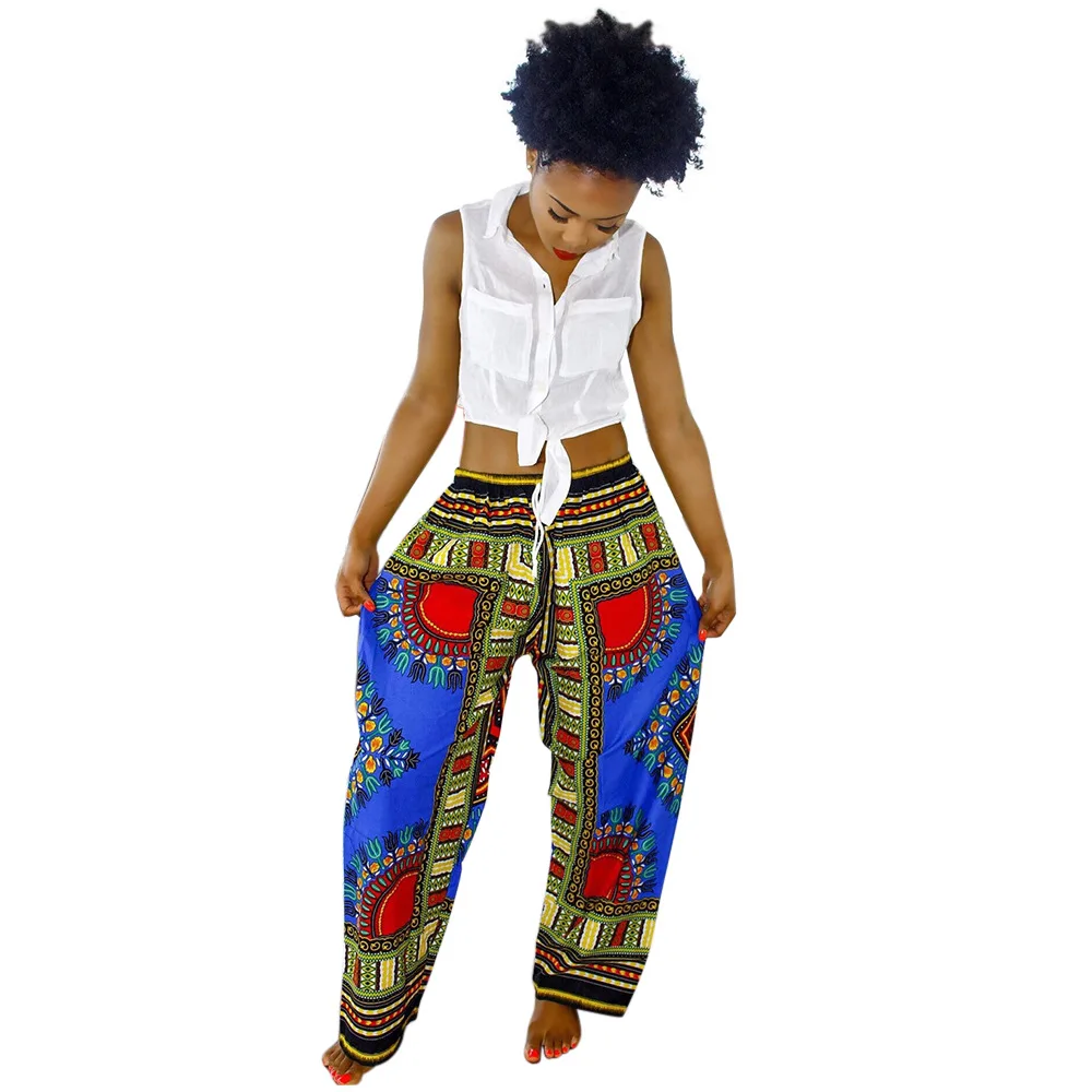 2016 г. Новый стиль Дашики шнурок талии Java печати свободные брюки | Женская одежда