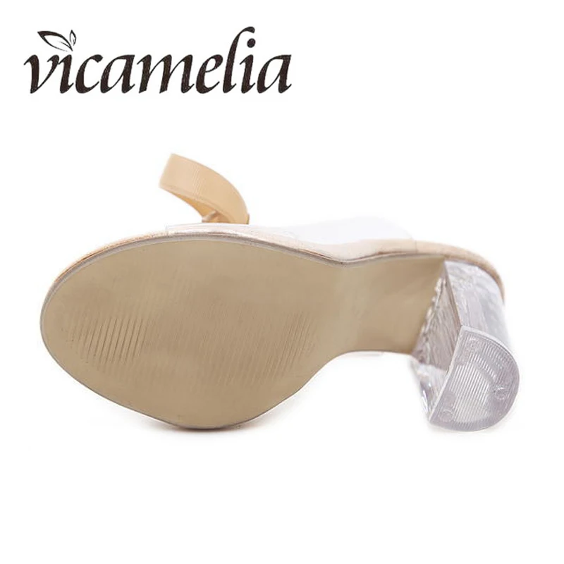 Vicamelia/женские прозрачные босоножки на высоком каблуке с ремешками женские