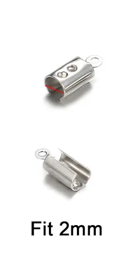 2mm 100 шт., подходит для 2 мм, 3 мм, 4 мм, 5 мм, заглушки для шнура, застежка из нержавеющей стали, заглушки для зажима, заглушки для рукоделия, ювелирных изделий - Цвет: 2mm