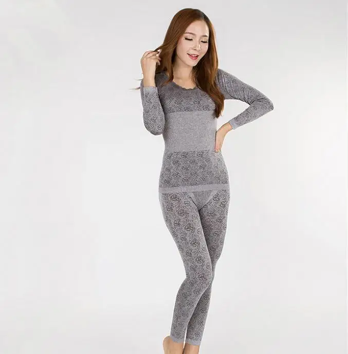 OMH кальсоны женщин набор термобелье Кружева низкий воротник бесшовные тонкий slim