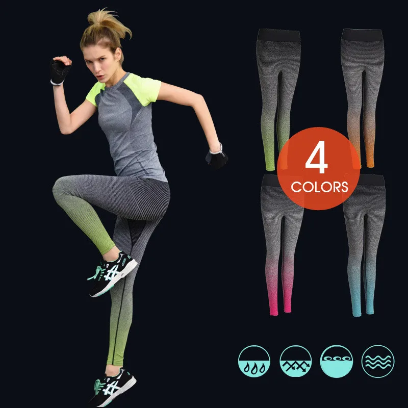 Women Yoga Pant Fitness Sport Leggings Tights Slim Running Sportswear Sports Pants Quick Drying Training Trousers | Спорт и