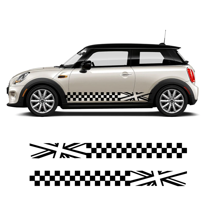 2 шт. виниловые наклейки Cooper для стайлинга автомобиля с полосками сбоку на юбки