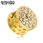 REAMOR нержавеющая сталь покрытие золото CZ круглый полое сердце европейский Бисер 