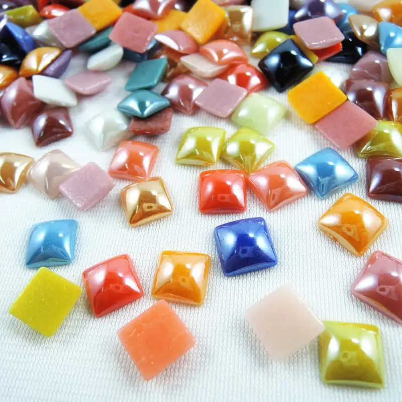 New 10mm Mixed Colors Square flatback glass beads Shiny Ceramic Cabochon Flat back Gems Crafts Scrapbook Nail Art Sticker | Украшения и