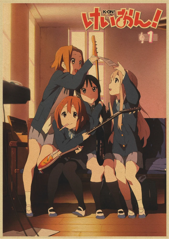 K-ON плакат из крафт-бумаги стикер стены японского аниме плакат из крафт-бумаги s домашний декор комнаты крафт-бумаги наклейки на стену