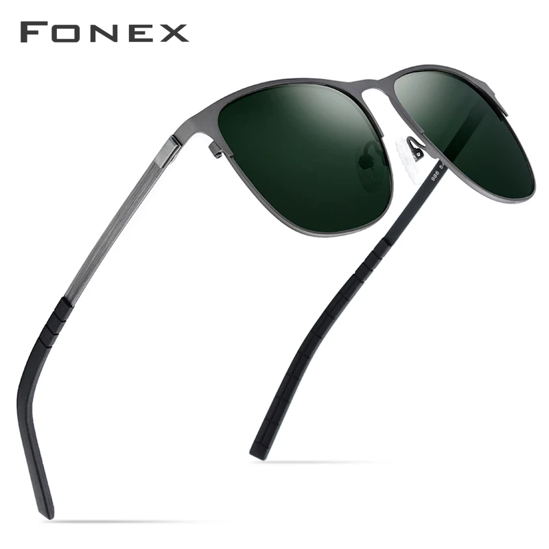 Dark Green FONEX спортивные уличные солнцезащитные очки из сплава без винтов для вождения мужские брендовые дизайнерские Новые поляризованные солнцезащитные очки для женщин - Цвет линз: Dark Green
