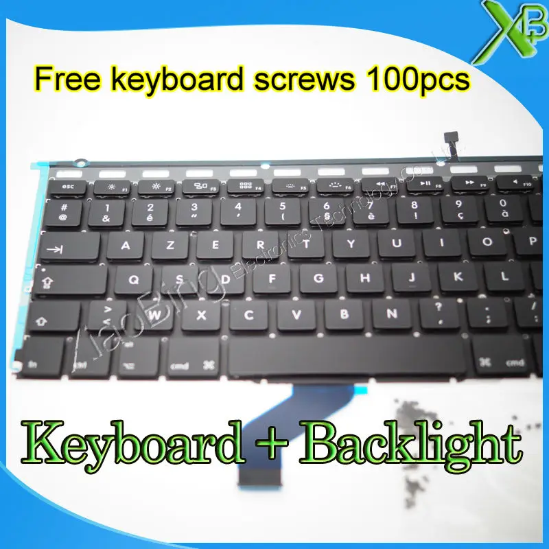 Совершенно новая Французская клавиатура AZERTY FR + Подсветка 100 шт. винтов