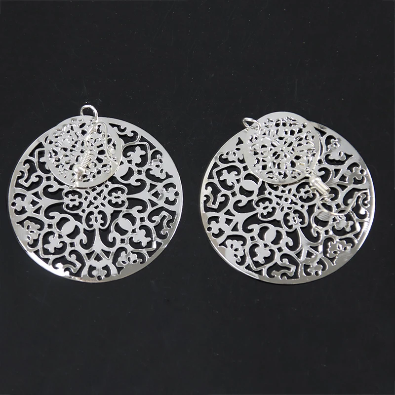 Длинные висячие серьги для женщин классический узор полые круглая бижутерия