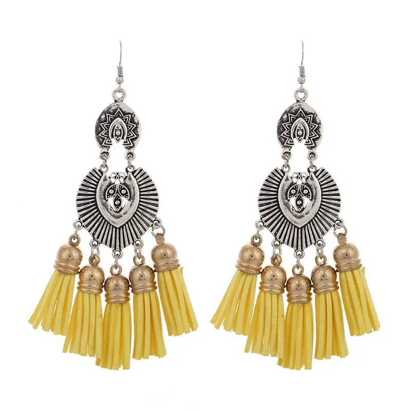 Этнические богемные длинные висячие серьги для женщин с кисточками винтажные