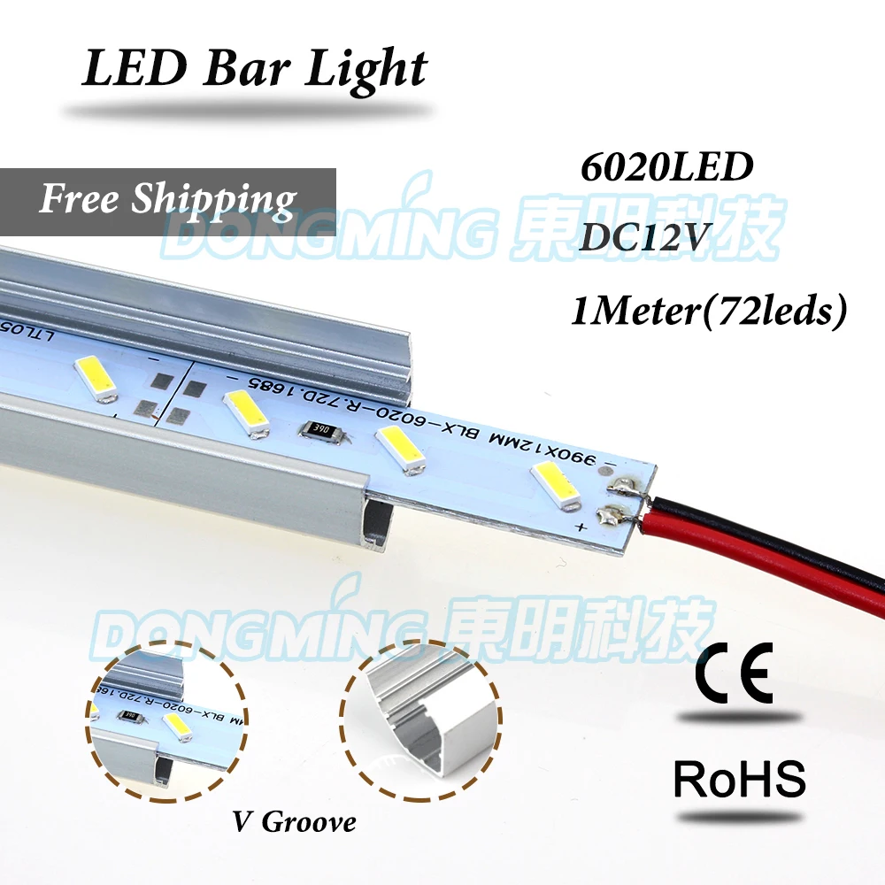 Светодиодная лента luces 6020 12 В постоянного тока 1 м 72 светодиодный с U/V-образным