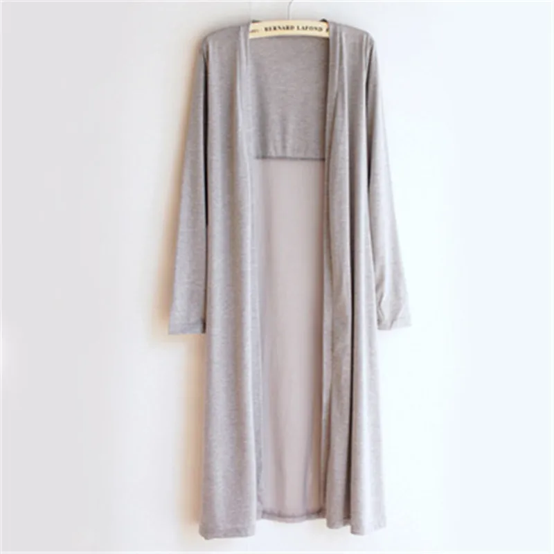 light grey Хлопковый женский летний длинный кардиган с длинным рукавом, блузка, рубашка, женский свитер, повседневное пляжное пончо, одежда, блузы размера плюс, топы - Цвет: light grey