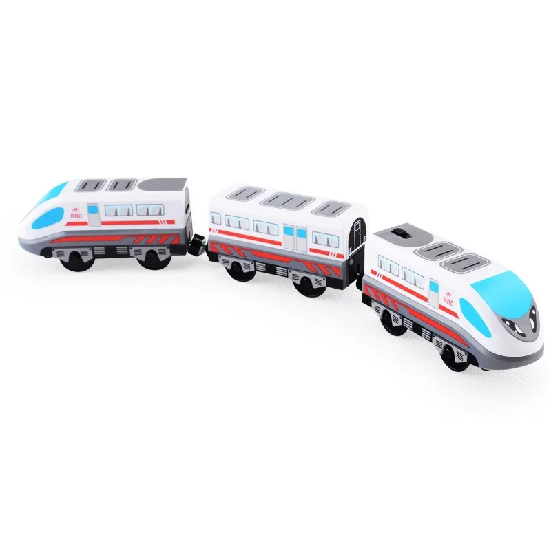 3pcs electric train Магнитный Электрический поезд литой слот игрушка электрическая железная дорога деревянная игрушка Brio треки вагоны поезд детский подарок Электрический поезд игрушки - Цвет: 3pcs electric train