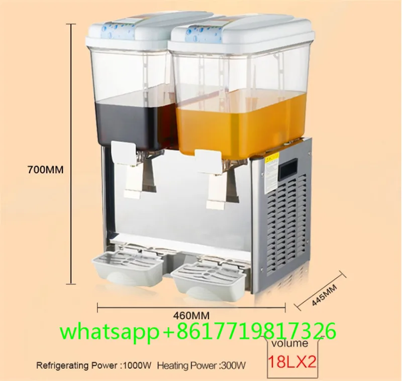 Коммерческий дозатор сока для фруктов соковыжималка с 2 баками 18 л * охлаждающий