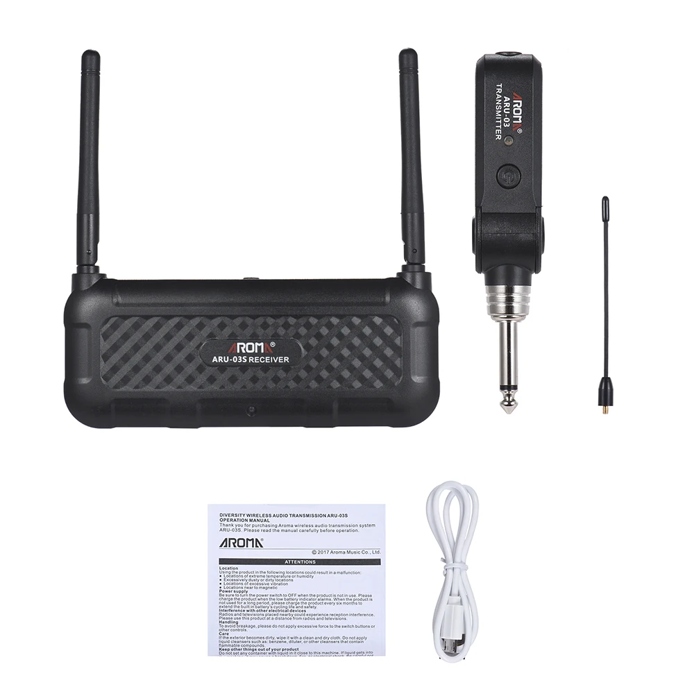Беспроводная система передачи звука AROMA ARU 03S UHF встроенная батарея диапазон макс.