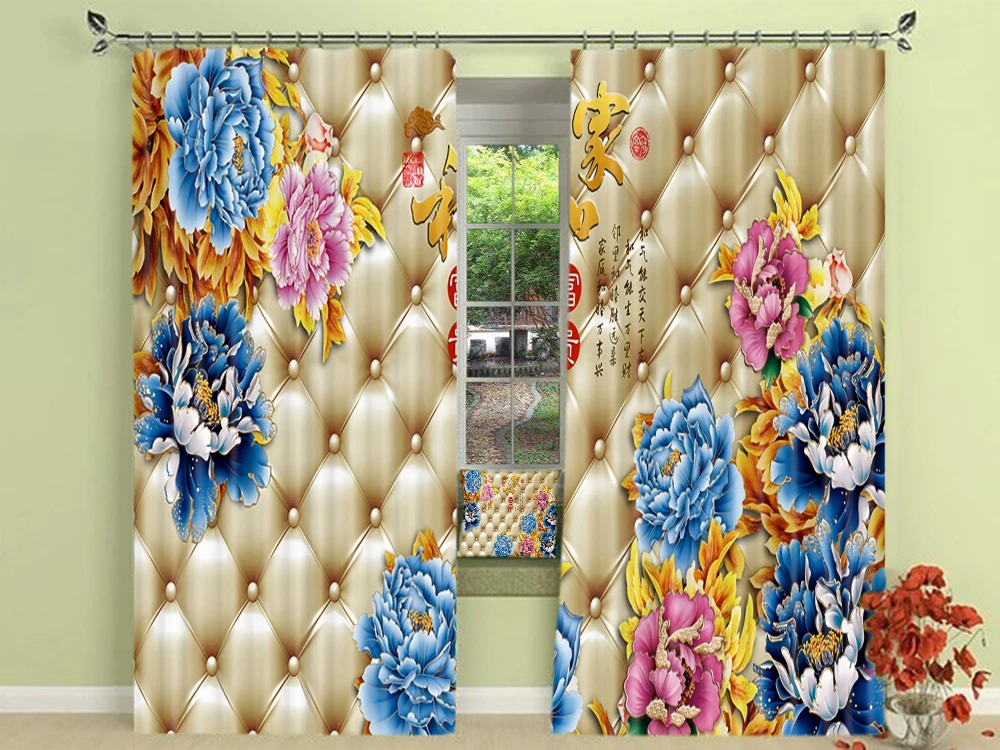 

European print Luxury Blackout 3D Window Curtains Living Room office Bedroom Drapes Cortinas Rideaux Customized size pillowcase