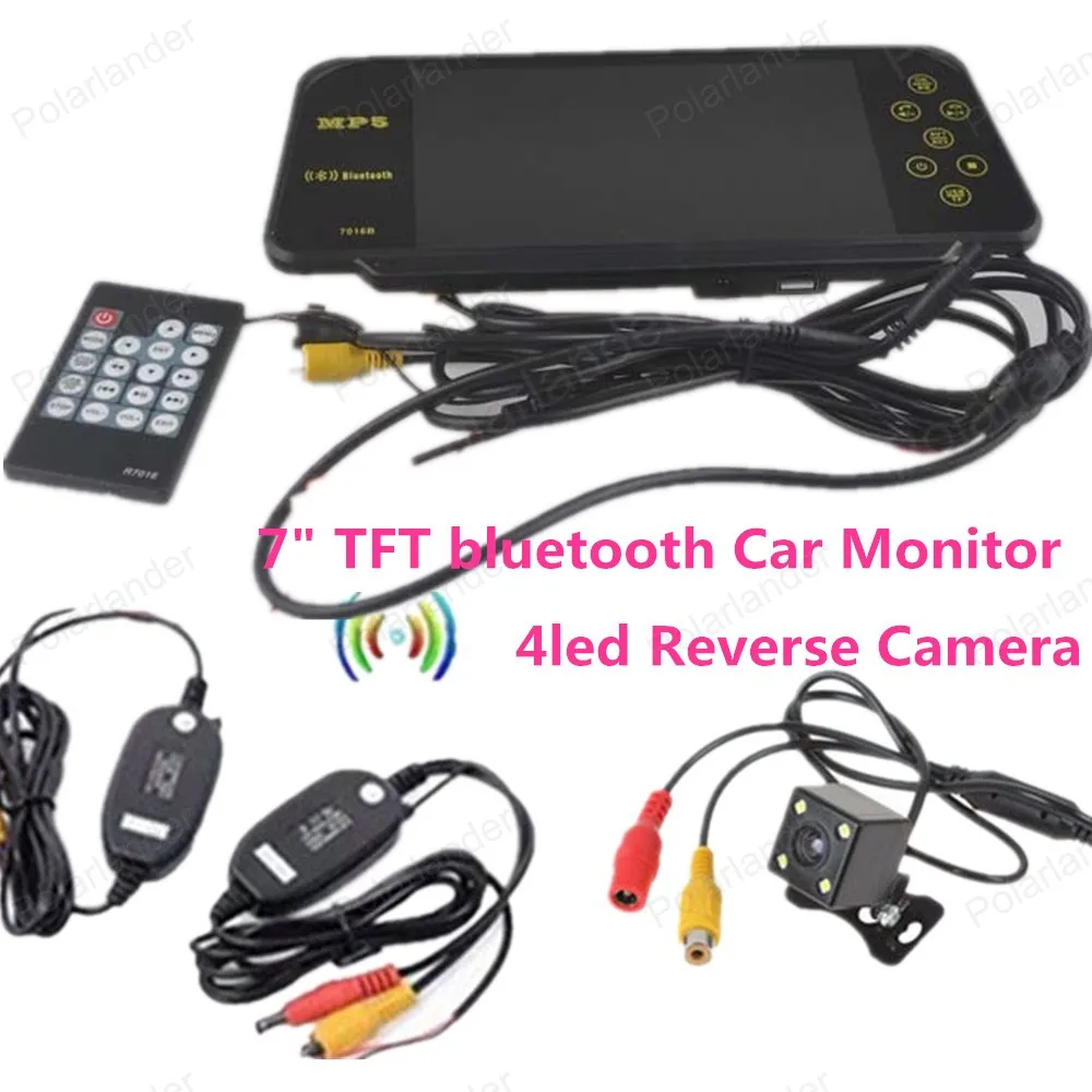 

free shipping hot sale 7 Inch Color TFT Car Monitor with 4led rearviwe camera +wireless receiver transmitter kit