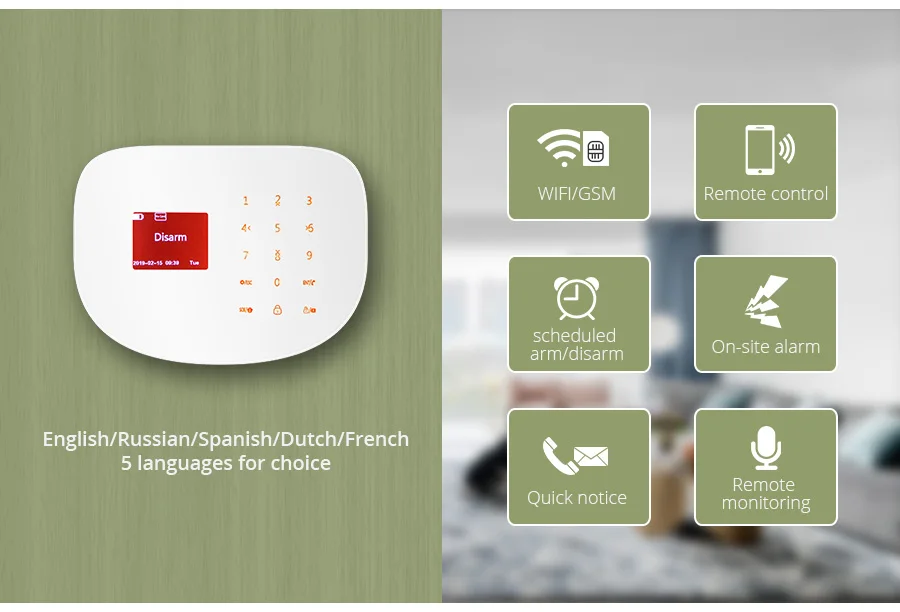Золотой безопасности беспроводной домашней безопасности wifi GSM 3g GPRS приложение дистанционное управление сигнализация панель с EN RU FR ES SE NL TR