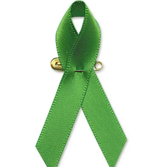 500pcs Green Satin Awareness Ribbon Pins  Free Shipping