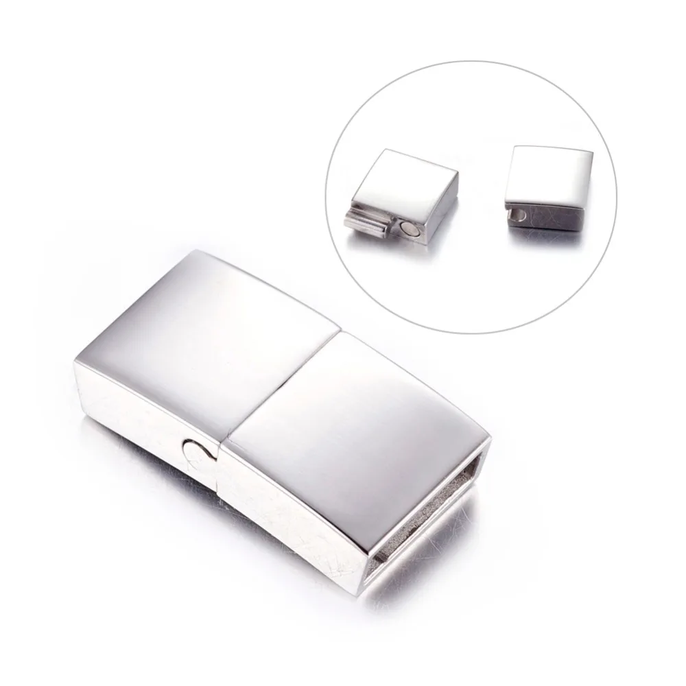 

1Set 21x11x5mm 304 Stainless Steel Magnetic Clasps for Jewelry Making DIY Findings Accessories, Rectangle, Hole: 2.5x10mm