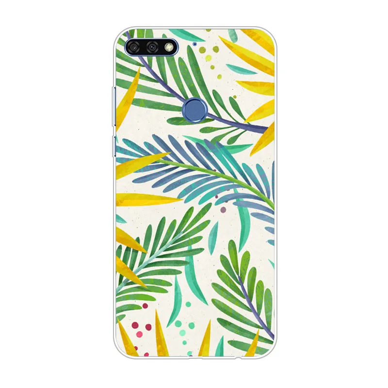 Huawei honor 7c Case Silicon Flower Painted Painting Soft TPU Back Cover for pro Protect Phone cases shell |