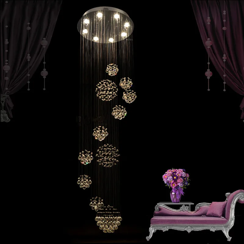 売却 現代の大型クリスタルシャンデリア照明器具スパイラルため Lustres デクリスタルロビー、階段、玄関ロングクリスタル照明