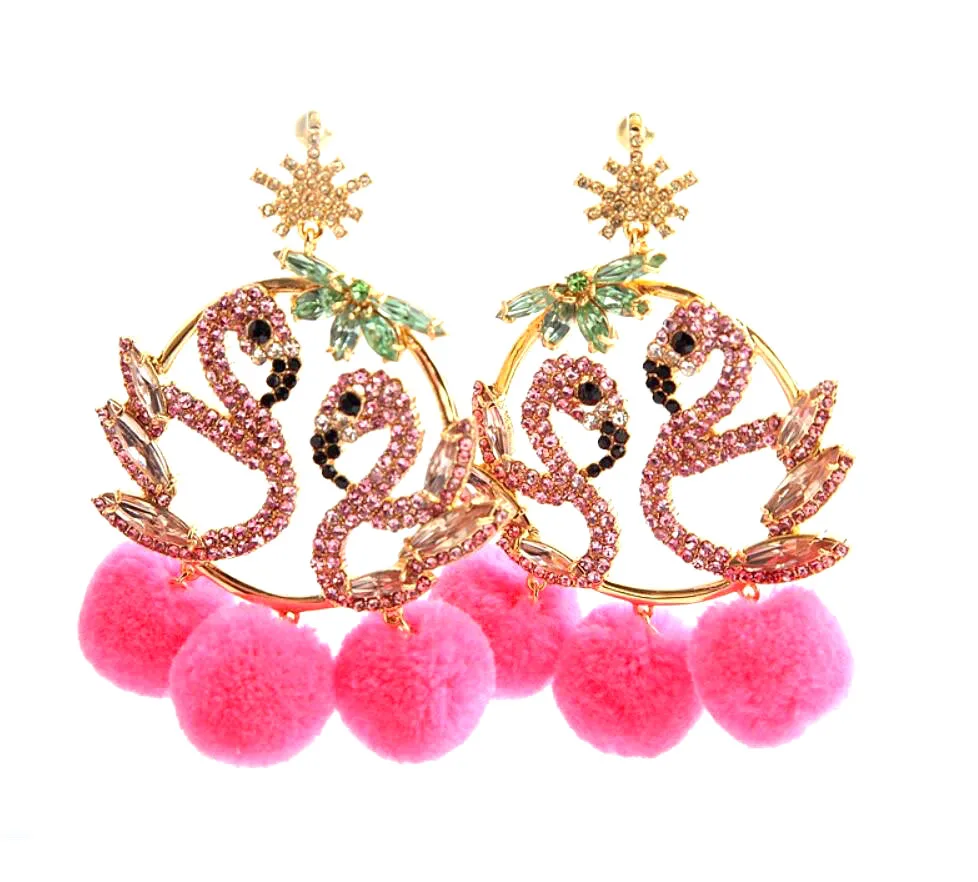 CSxjd роскошные стразы многоцветный птица розовый с маленькими пушистыми