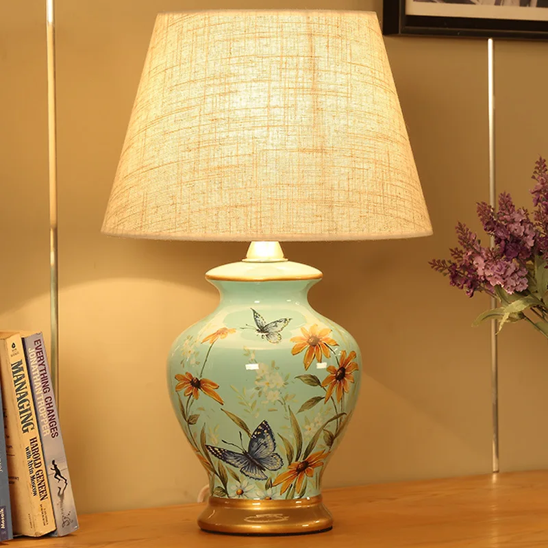 TUDA Simple Modern Ceramic Dimming Table Lamp Wedding Home Remote Control European Retro | Лампы и освещение