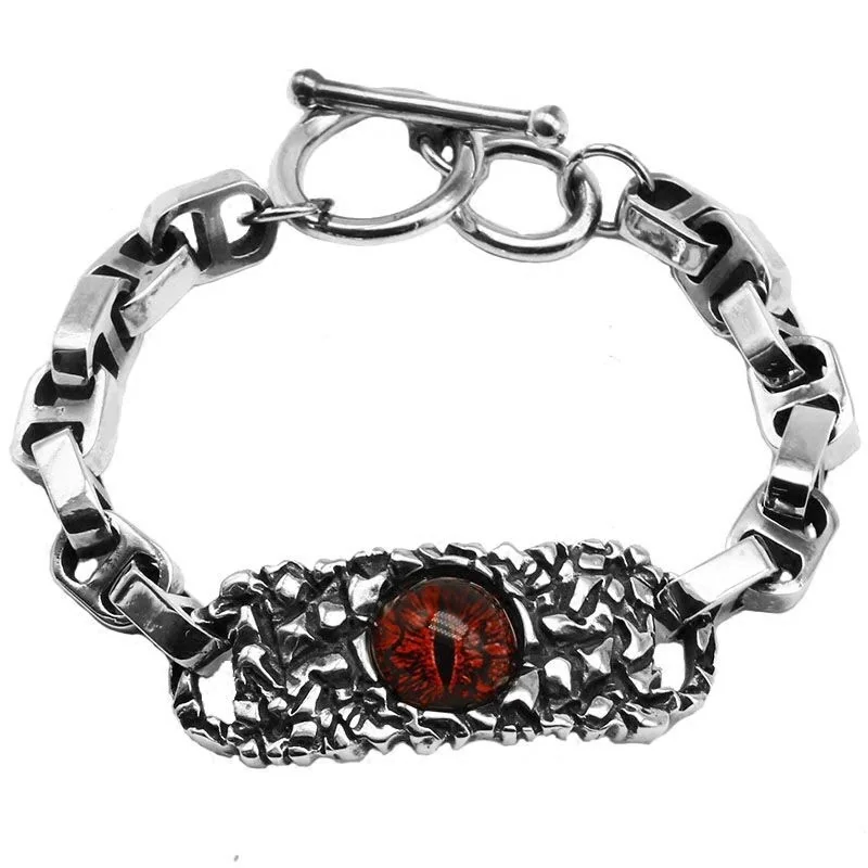 Мужской браслет из серебра 925 пробы с искусственным глазом | Украшения и