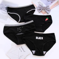 real new sale low waist young girls underwear 4pclot cotton lovely girl briefs radish black students panties