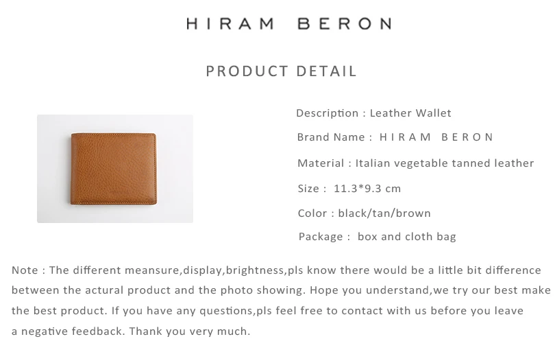 Hiram Beron мужской кожаный бумажник большой емкости на заказ RFID кошелек держатель для Карт RFID Блокировка кошелек из натуральной кожи для мужчин