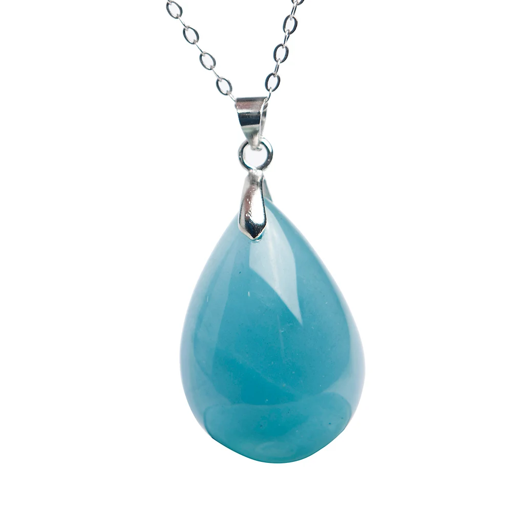 Top Natural Ocean Blue Aquamarine Pendant For Woman Lady Man Crystal Love Gift Water Drop Gemstone 24x15x9mm Beads Jewelry AAAAA | Украшения