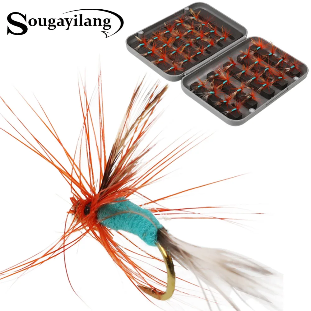 Sougayilang 40 шт./лот может лететь 6 мм Flyfishing Bass форель сухая и влажная муха приманка в
