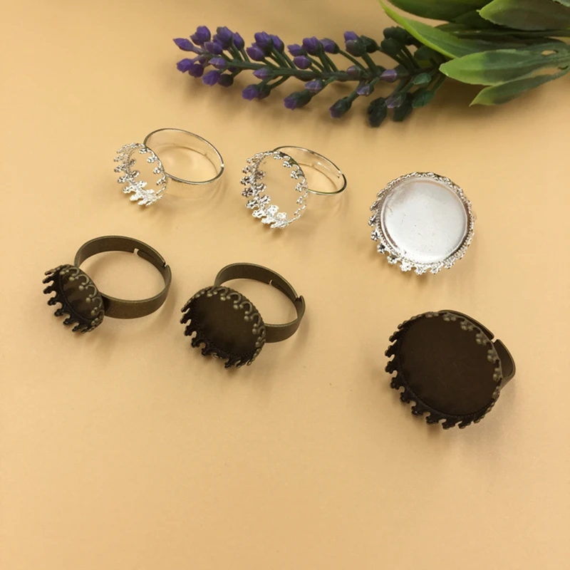 12/15/20mm 10pcs Bronze Plated Brass Adjustable Diy Ring Settings Blank/Base Fit 12mm Glass Cabochons Buttons Bezels(08413) | Украшения и