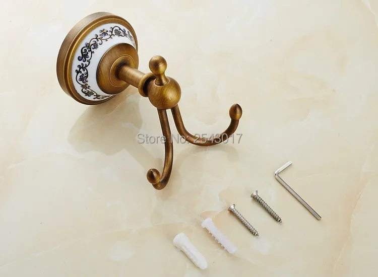 Аксессуары для ванной комнаты тканевые крючки античная латунная отделка