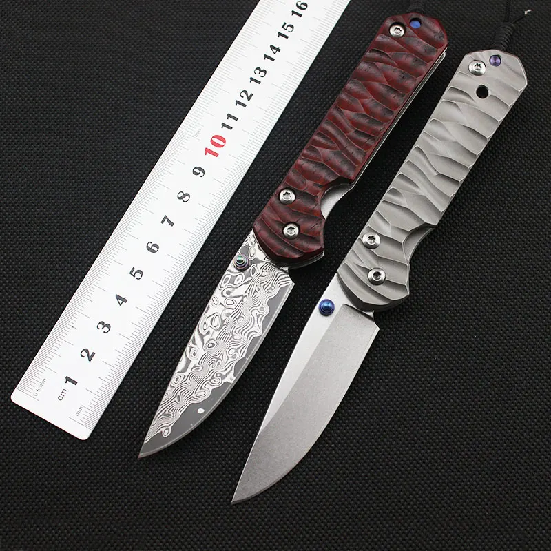 59-60 HRC D2 или Дамаск лезвие Титан сплава Ручка складной Ножи карман охоты лагерь
