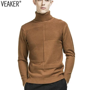 Мужской свитер с высоким воротом, трикотажный свитер с длинным рукавом, M-3XL, Осень-зима 2019