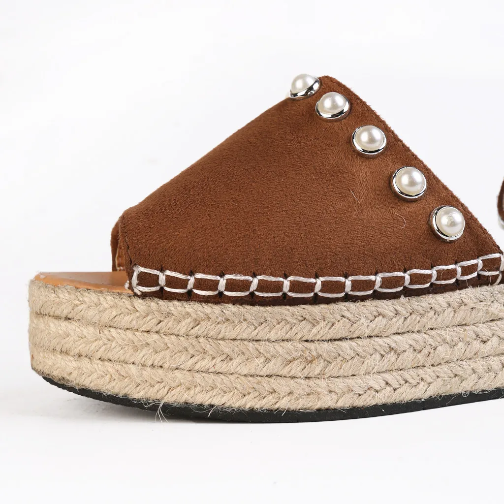 Сандалии SAGACE женские с ремешком из жемчуга босоножки на танкетке леопардовым