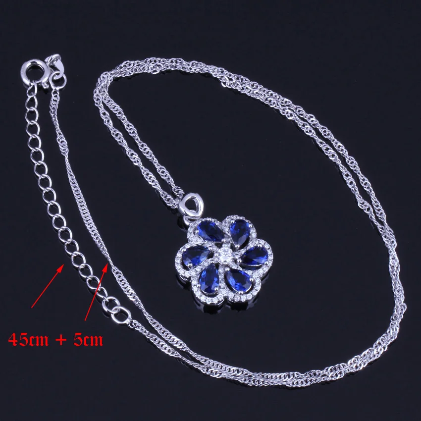 Ценный синий кубический цирконий белый CZ 925 стерлингового серебра Ювелирные