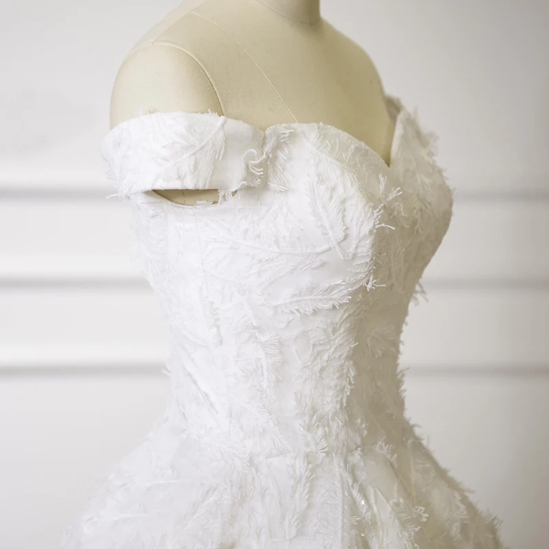 2018 легкое уникальное свадебное платье с вырезом лодочкой аппликация из перьев