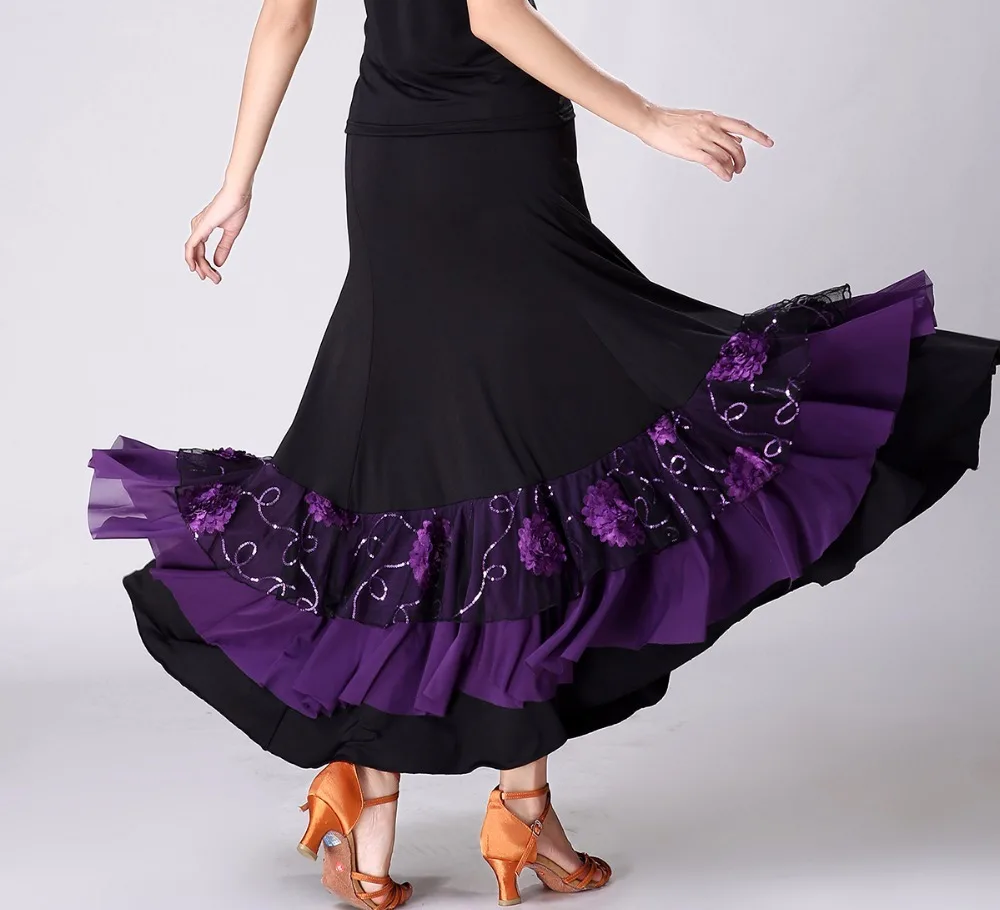 Women's Smooth Ballroom Practice Dance Costumes Skirts Floral Waltz Foxtrot Latin Flamenco Party Square Dancing | Тематическая