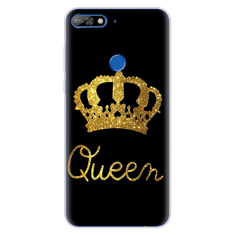 queen Ультратонкий чехол из ТПУ с цветами для huawei Y7, резиновый силиконовый прозрачный чехол для huawei Y7 Prime, чехол с принтом - Цвет: queen