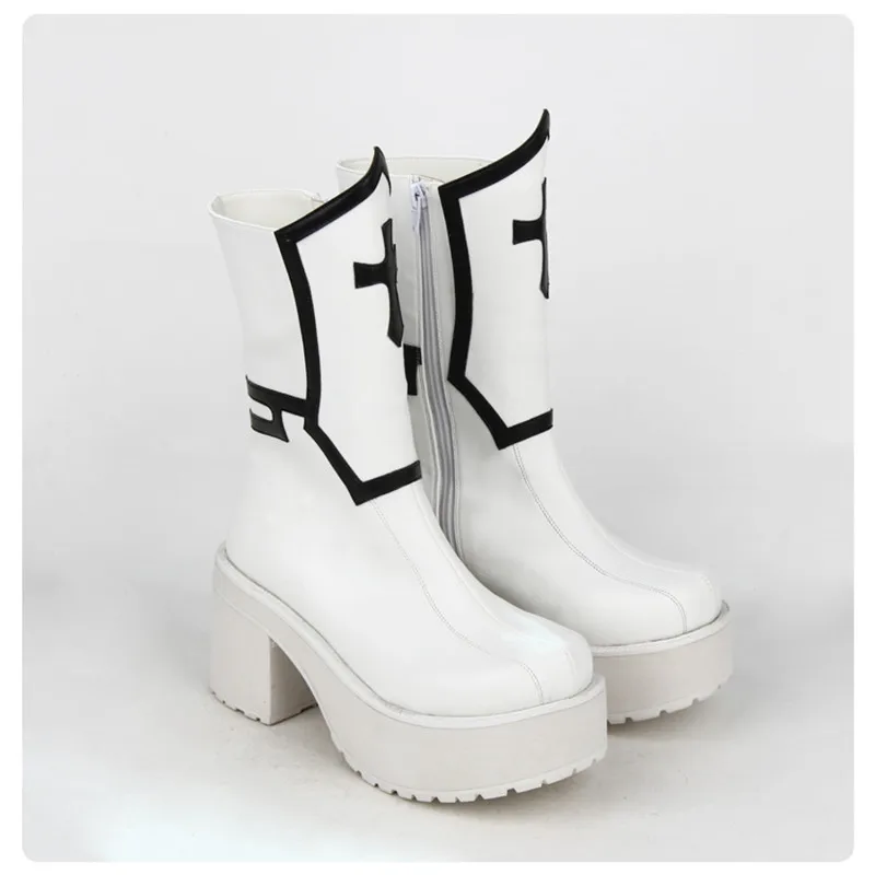 8 см устойчивый каблук Черный и белый крест Готическая обувь в стиле панк Сапоги