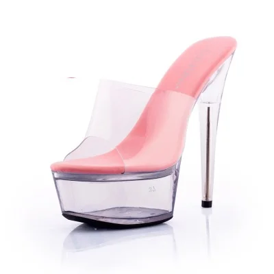 Прозрачные босоножки прозрачные женские свадебные на каблуке высотой 13–15 см