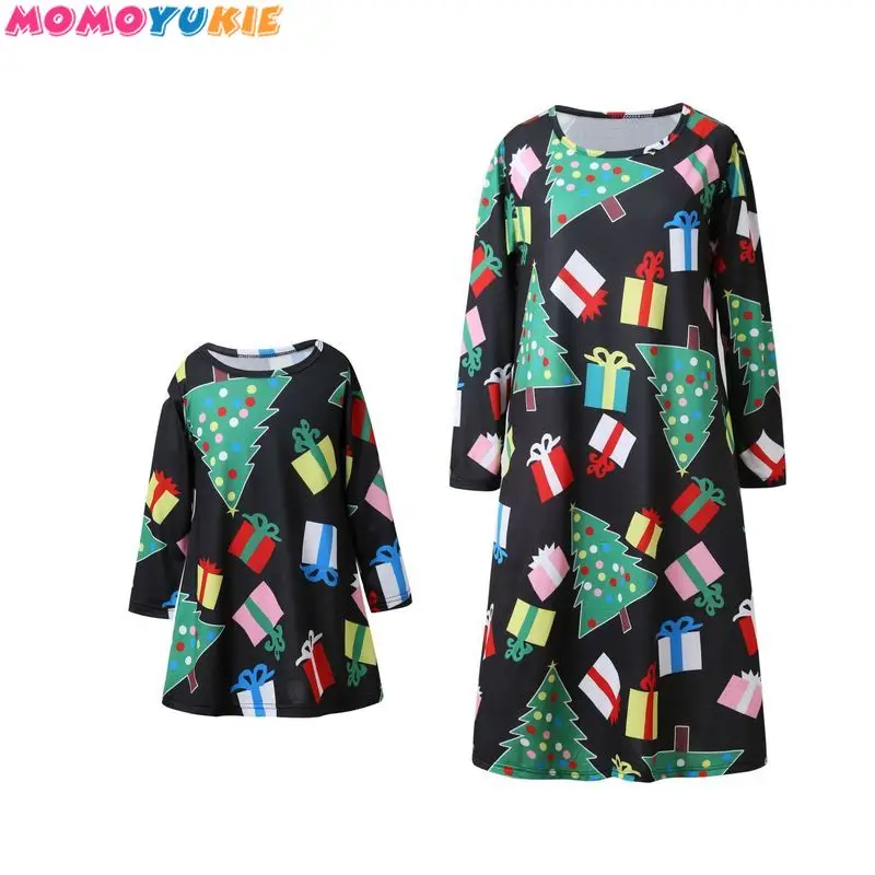

Christmas Mommy and Daughter Dress Family Matching Mother Daughter Dresses Clothes Print Girls Dress kids parent Clothes