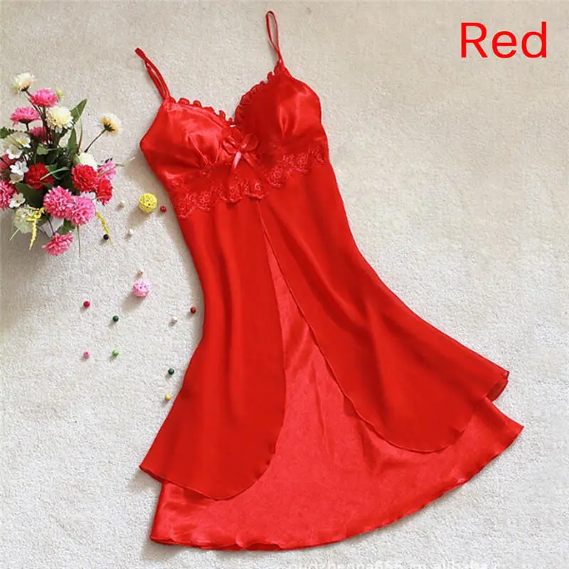 Женское сексуальное шелковое атласное Ночное платье без рукавов ночная рубашка