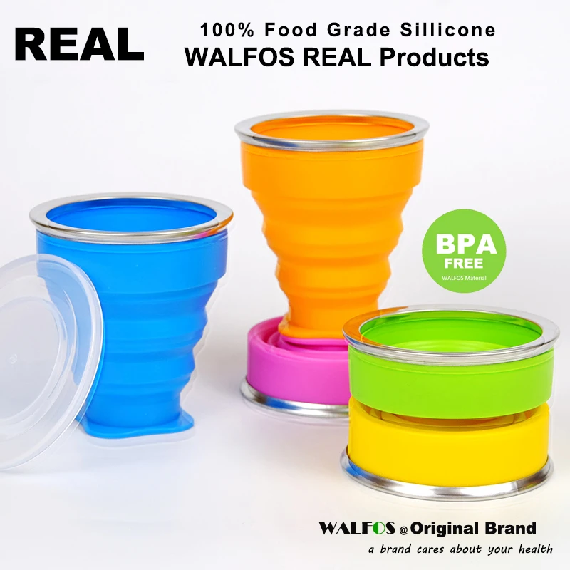 WALFOS складные чашки 270 мл BPA бесплатно пищевой класс воды чашка путешествия