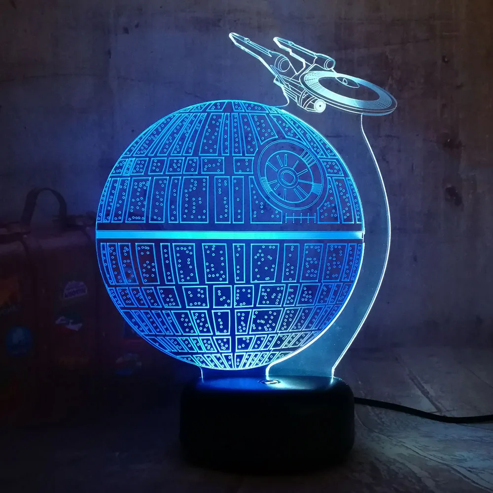 Новый Стиль Звездные войны Звезда смерти блеск 3D светодиодный RGB 7 смешанный
