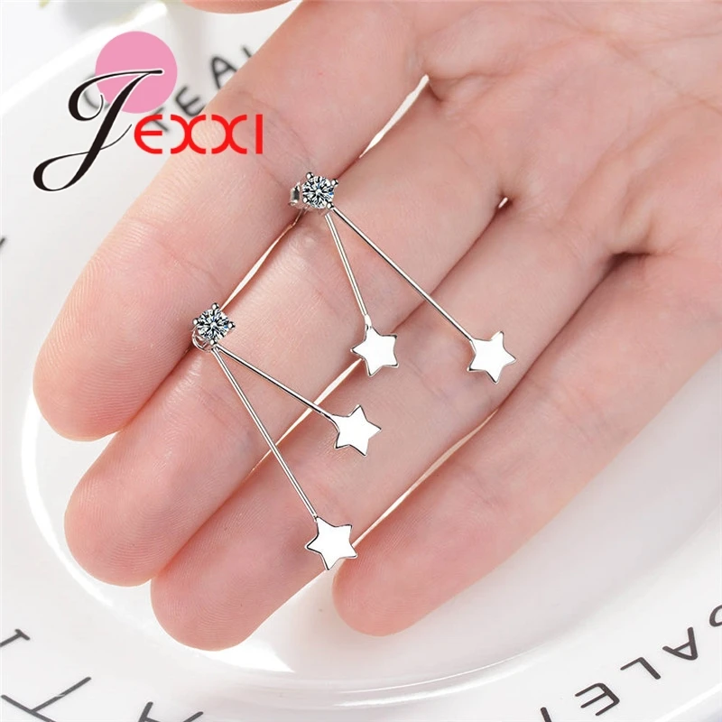 

Women Female New Fashionable Star High Quality 925 Sterling Silver Super Shinning Cubic Zirconia Dop Earrings Jewelry Crystal