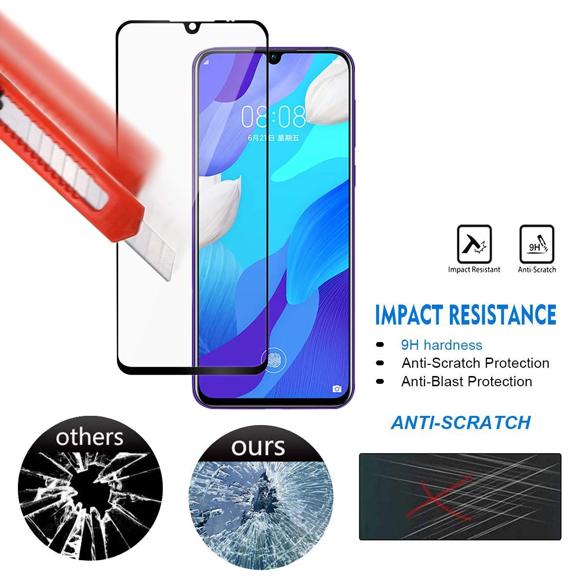 Для Huawei Nova 5 5i Pro Полное покрытие 9H 0 3 мм закаленное стекло для защита экрана от